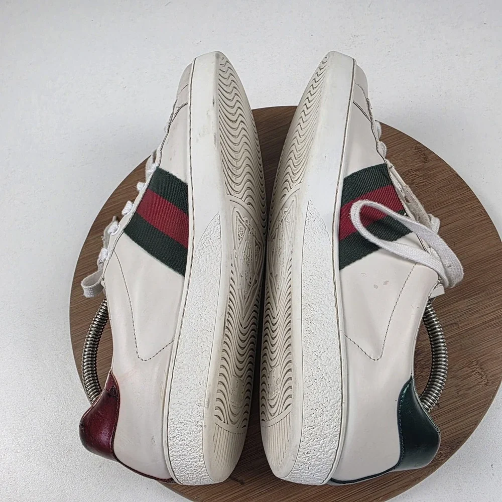 Gucci Shoes Mens Size 11 White Leather Ace GG Apple Low Top Sneakers Italy